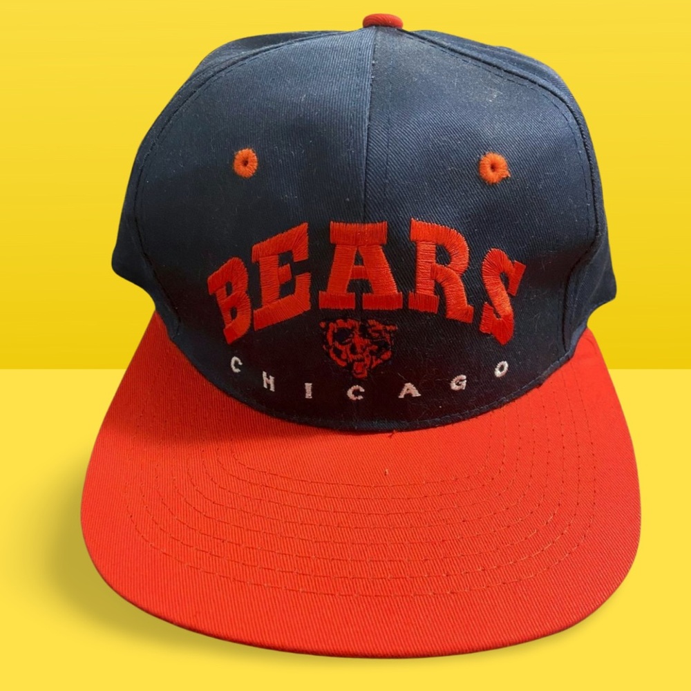 Vintage Drew Pearson Team NFL Chicago Bears Blue/Orange Snap Back Cap Hat